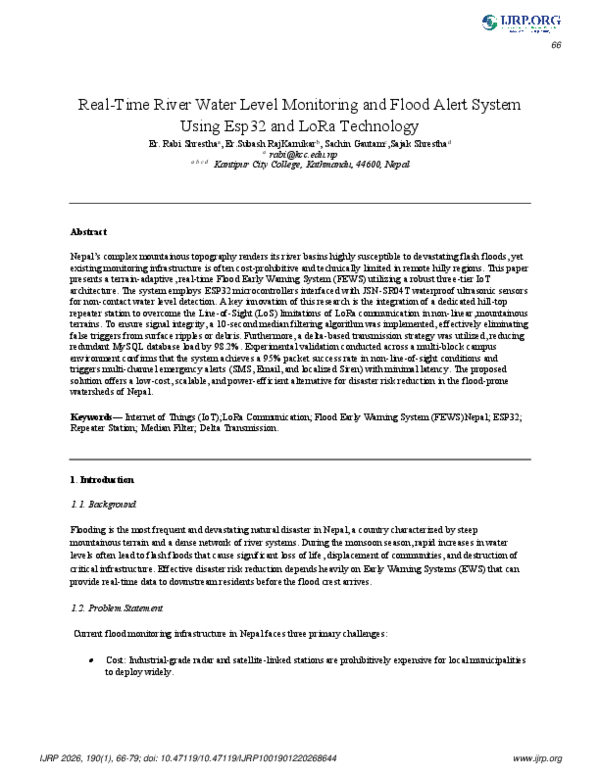 (PDF) Real-Time River Water Level Monitoring and Flood Alert System ...