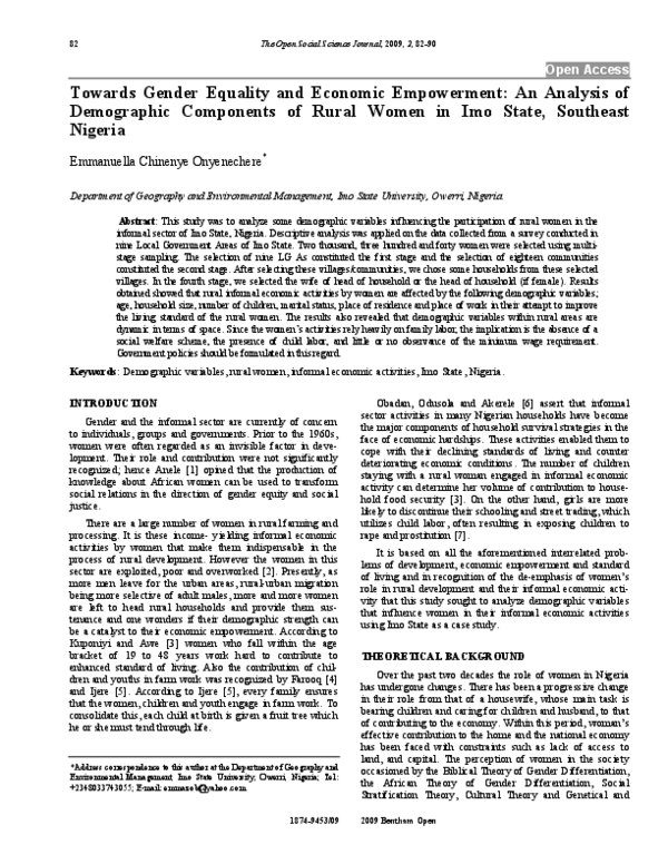 (PDF) Towards Gender Equality and Economic Empowerment: An Analysis of ...