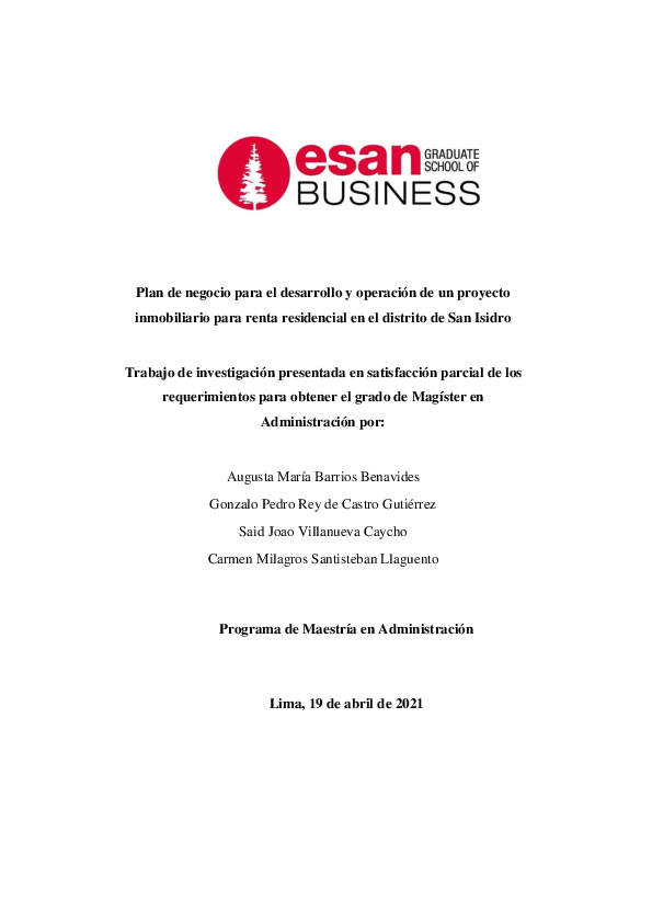 (PDF) Plan de negocio para el desarrollo y operaci?n de un proyecto ...