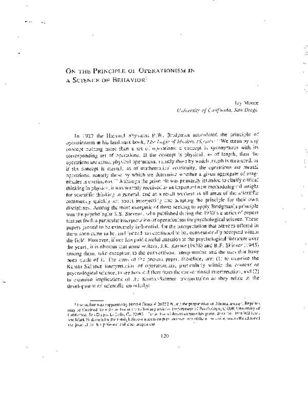 (PDF) On the Principle of Operationism...