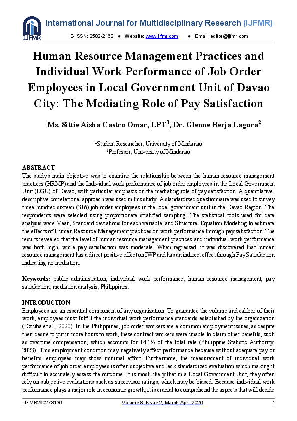(PDF) Human Resource Management Practices and Individual Work ...