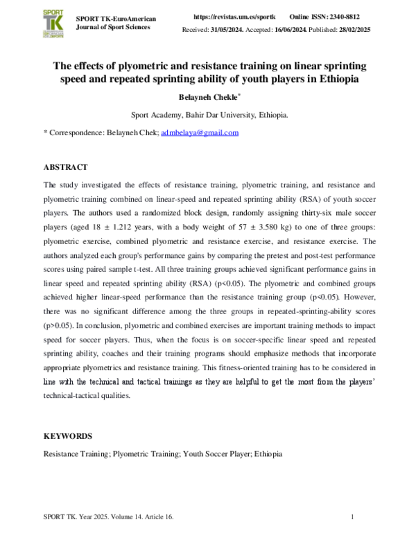 (PDF) The effects of plyometric and resistance training on linear ...