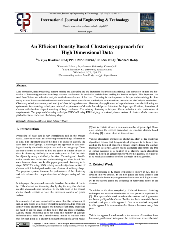 (PDF) An Efficient Density Based Clustering approach for High ...