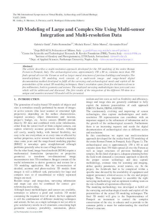 (PDF) 3D Modeling of Large and Complex Site Using Multi-Sensor ...