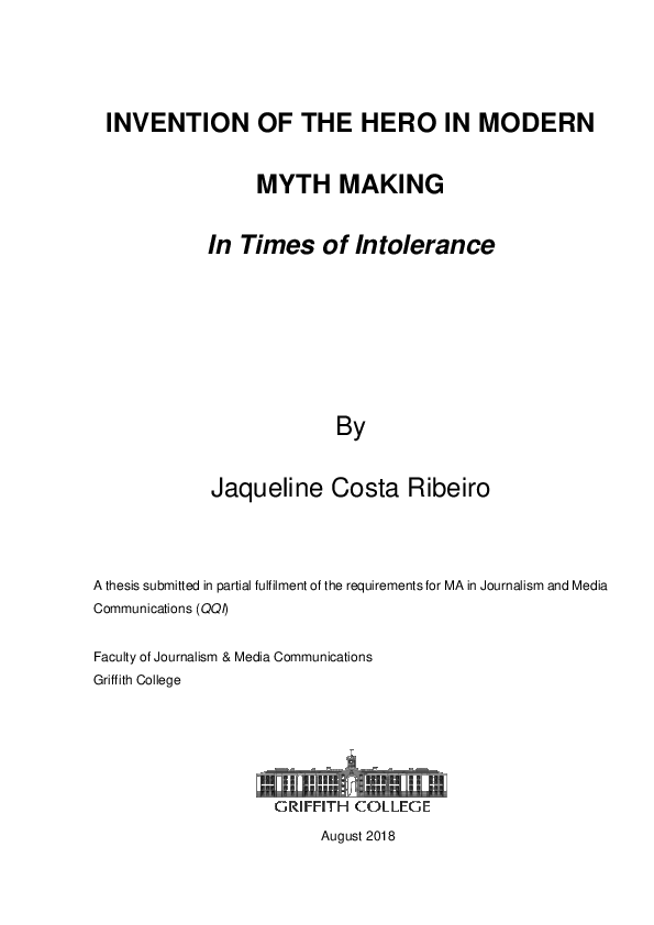 (PDF) Invention of The Hero In Modern Myth Making: In Times of Intolerance