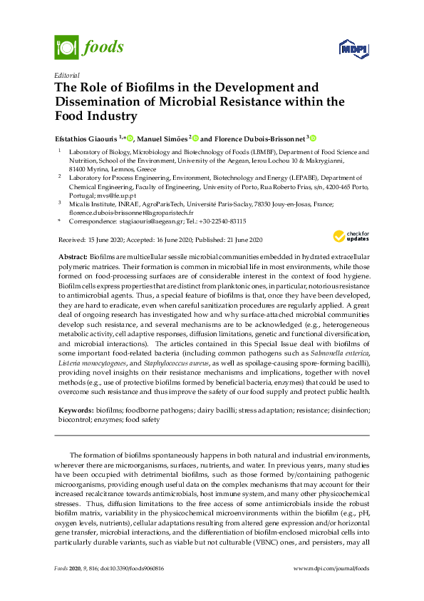 (PDF) The Role of Biofilms in the Development and Dissemination of ...