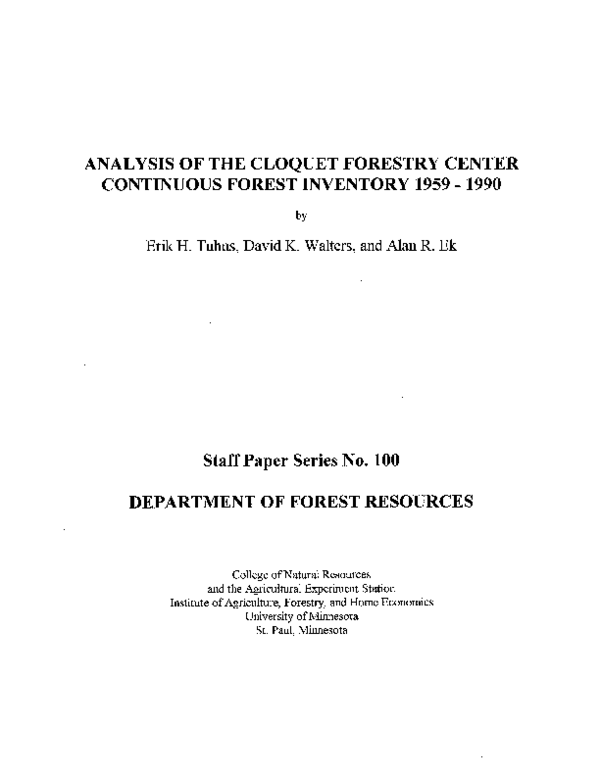 (PDF) Analysis of the Cloquet Forestry Center continuous forest ...
