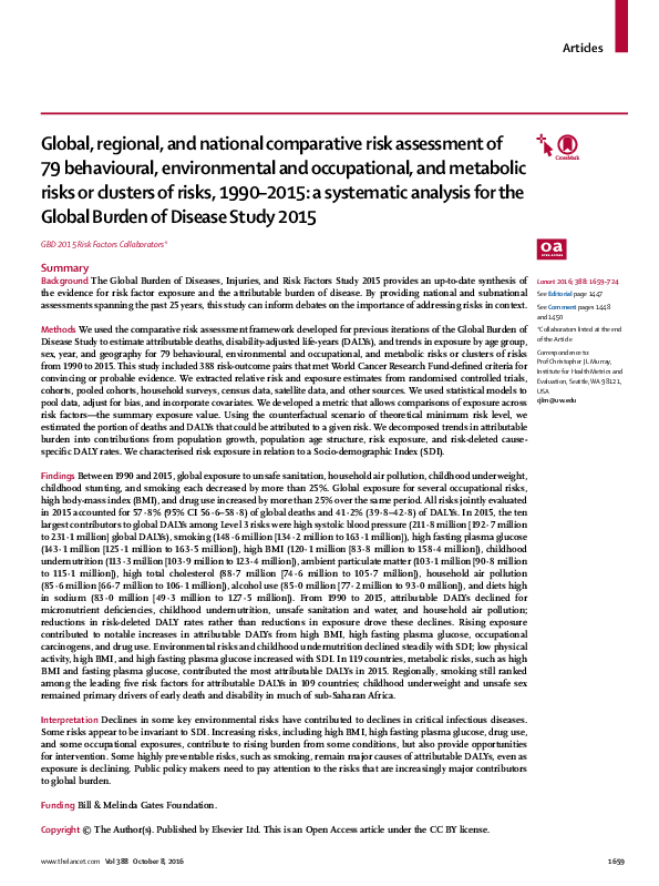(PDF) Global, regional, and national comparative risk assessment of 79 ...