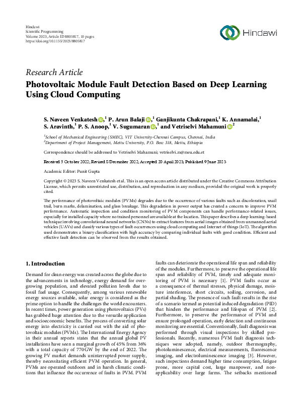 (PDF) Photovoltaic Module Fault Detection Based on Deep Learning Using ...