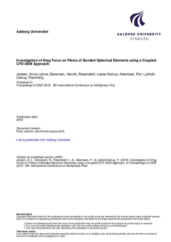 (PDF) Investigation of Drag Force on Fibres of Bonded Spherical ...