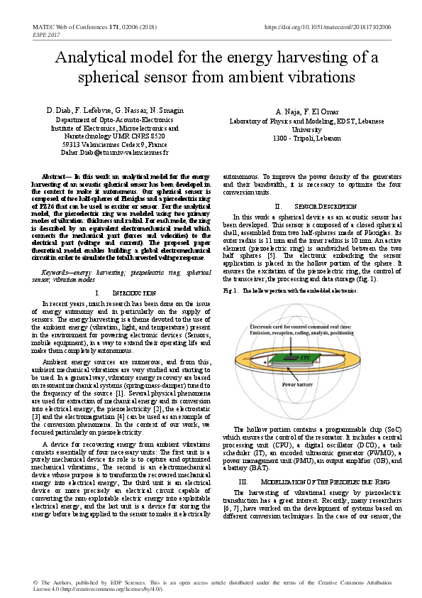 (PDF) Analytical model for the energy harvesting of a spherical sensor ...
