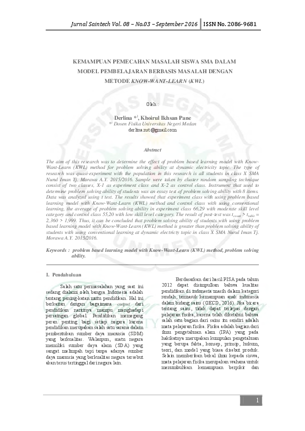 (PDF) KEMAMPUAN PEMECAHAN MASALAH SISWA SMA DALAM MODEL PEMBELAJARAN ...