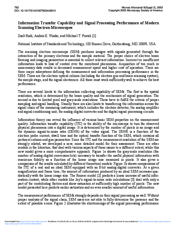 (PDF) Information Transfer Capability and Signal Processing Performance ...