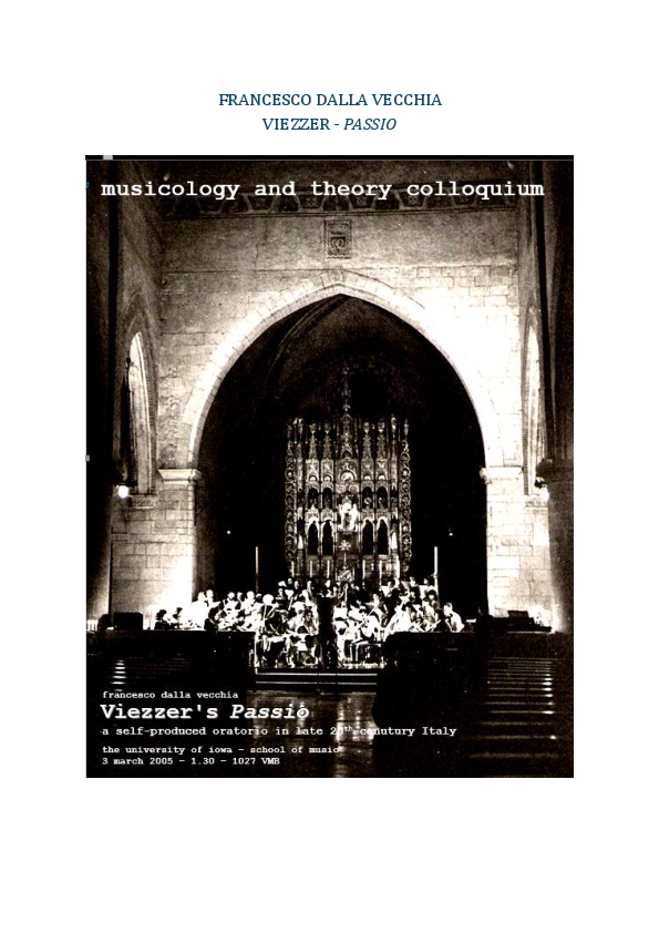 (PDF) VIEZZER'S PASSIO: AN EXAMPLE OF SELF-PRODUCED ORATORIO IN LATE ...