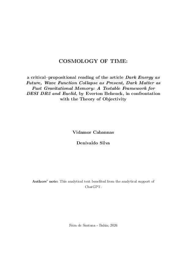 (PDF) COSMOLOGY OF TIME