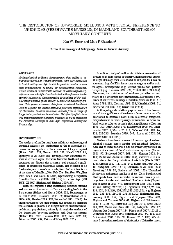 (PDF) The Distribution of Unworked Molluscs, with Special Reference to ...