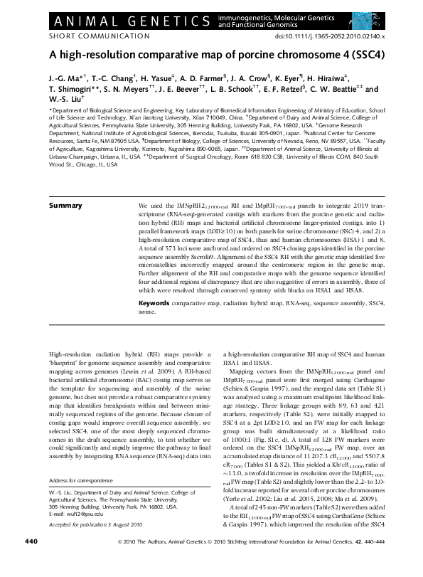 (PDF) A high-resolution comparative map of porcine chromosome 4 (SSC4)