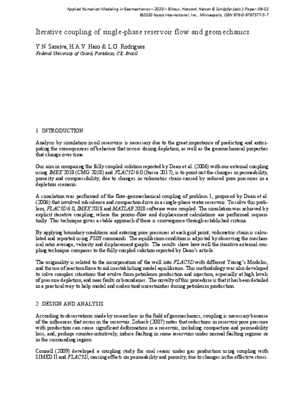 (PDF) Iterative coupling of single-phase reservoir flow and geomechanics
