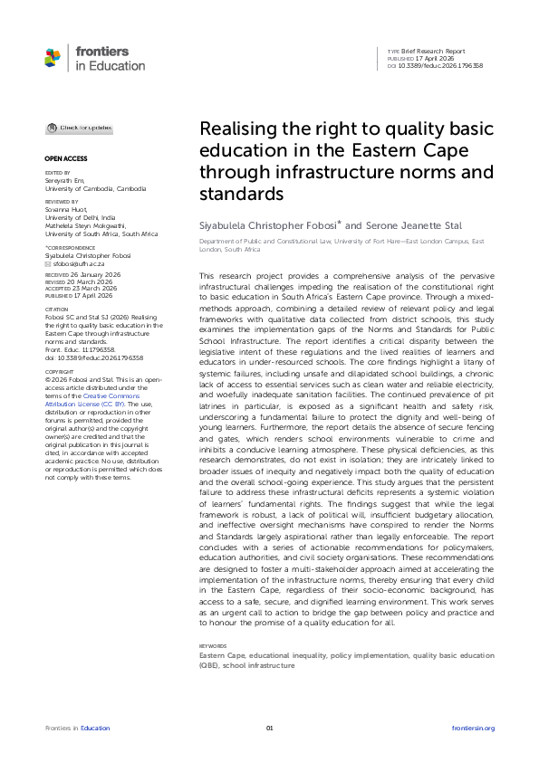 (PDF) Realising the right to quality basic education in the Eastern ...