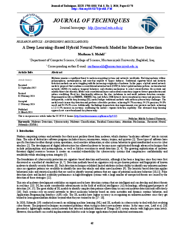 (PDF) A Deep Learning-Based Hybrid Neural Network Model for Malware ...