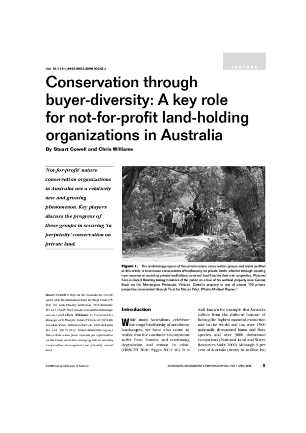 (PDF) Conservation through buyer‐diversity: A key role for not‐for ...