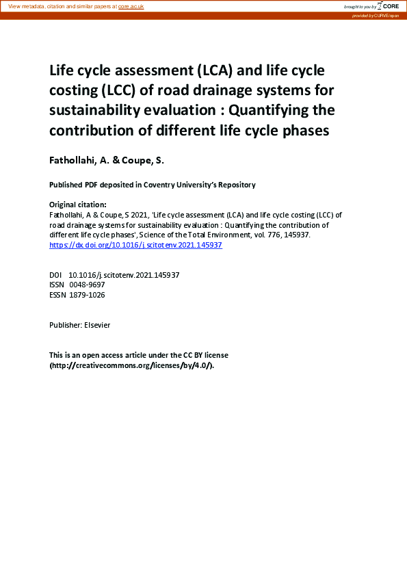 (PDF) Life cycle assessment (LCA) and life cycle costing (LCC) of road ...