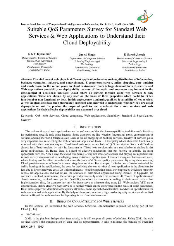 (PDF) Suitable QoS Parameters Survey for Standard Web Services & Web ...