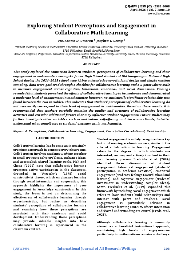 (PDF) Exploring Student Perceptions and Engagement in Collaborative ...