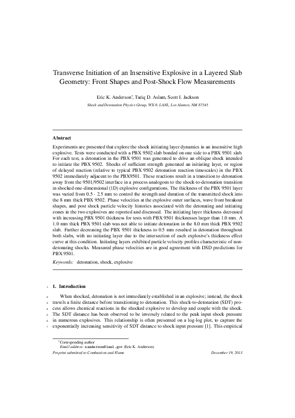 (PDF) Transverse initiation of an insensitive explosive in a layered ...