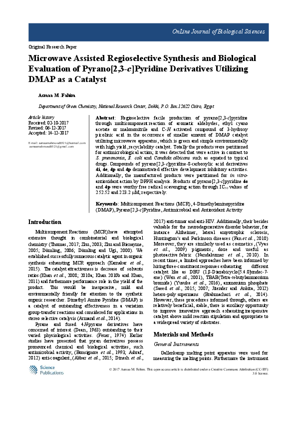 (PDF) Microwave Assisted Regioselective Synthesis and Biological ...