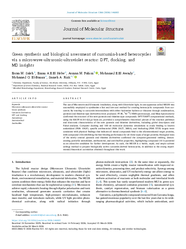(PDF) Green synthesis and biological assessment of curcumin-based ...