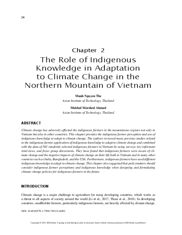 (PDF) The Role of Indigenous Knowledge in Adaptation to Climate Change ...