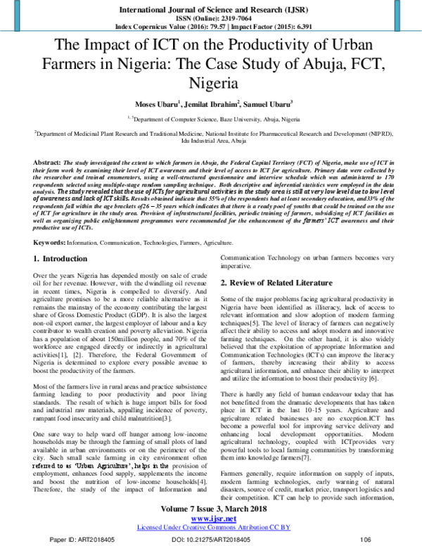 (PDF) The Impact of ICT on the Productivity of Urban Farmers in Nigeria ...