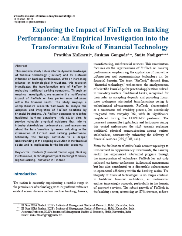 (PDF) Exploring the Impact of FinTech on Banking Performance: An ...