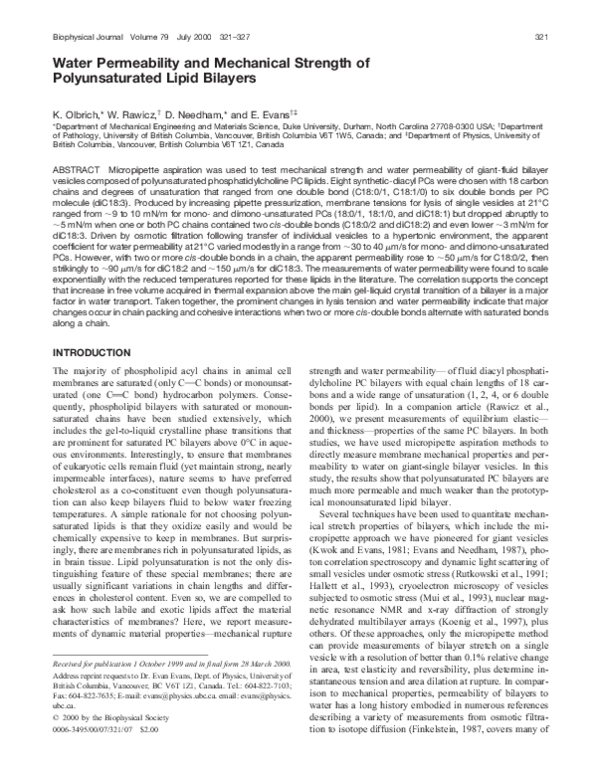 (PDF) Water Permeability and Mechanical Strength of Polyunsaturated ...
