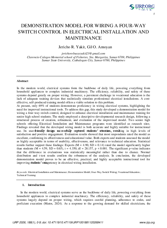 (PDF) DEMONSTRATION MODEL FOR WIRING A FOUR-WAY SWITCH CONTROL IN ...