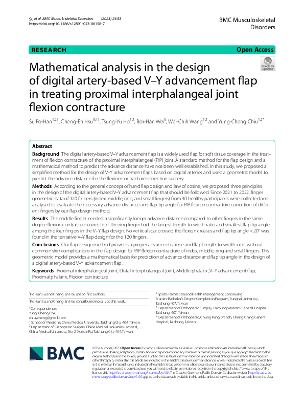 (PDF) Mathematical Analysis in the design of Digital Artery-Based V-Y ...