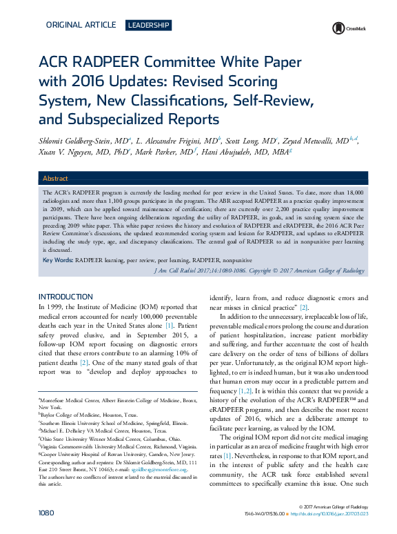 (PDF) RADPEER™ Scoring White Paper