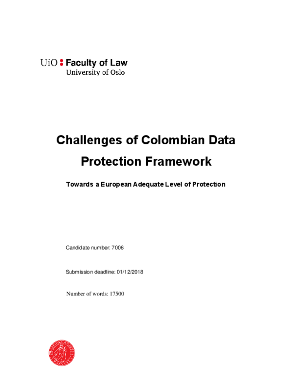 (PDF) Challenges of Colombian Data Protection Framework Towards a ...