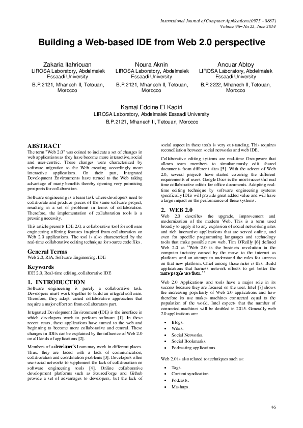 (PDF) Building a Web-based IDE from Web 2. 0 perspective