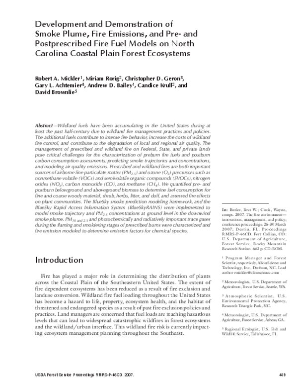 (PDF) Development and Demonstration of Smoke Plume, Fire Emissions, and ...