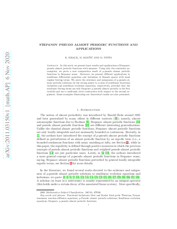 (PDF) Stepanov pseudo‐almost periodic functions and applications