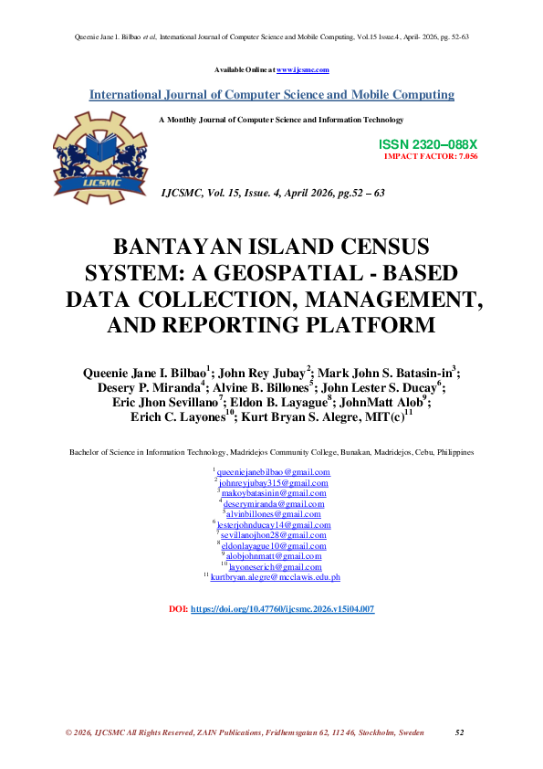 (PDF) BANTAYAN ISLAND CENSUS SYSTEM: A GEOSPATIAL – BASED DATA ...