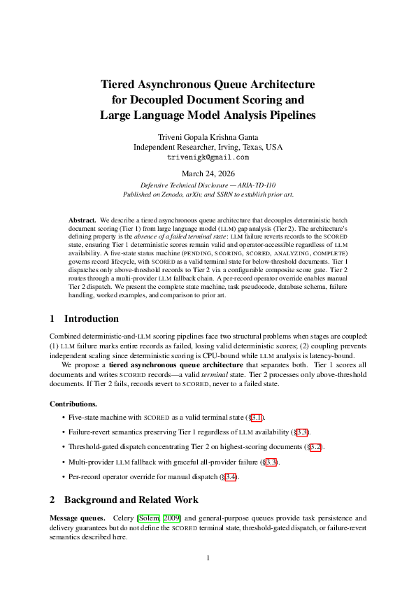(PDF) Tiered Asynchronous Queue Architecture for Decoupling LLM ...