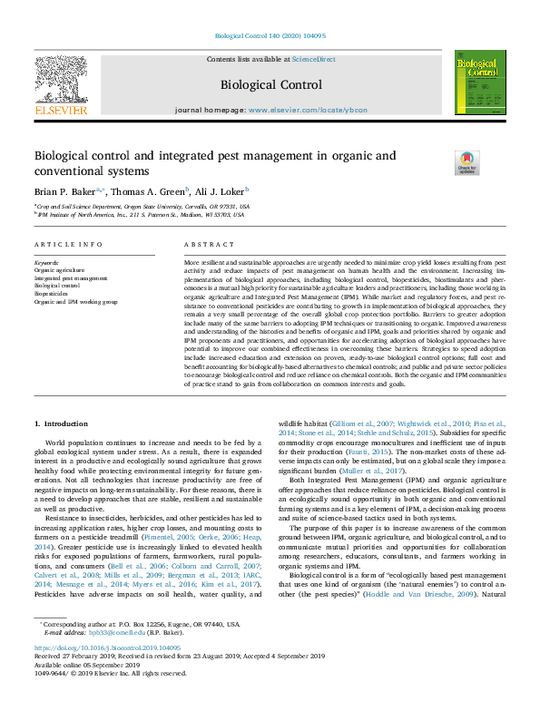 (PDF) Biological control and integrated pest management in organic and ...