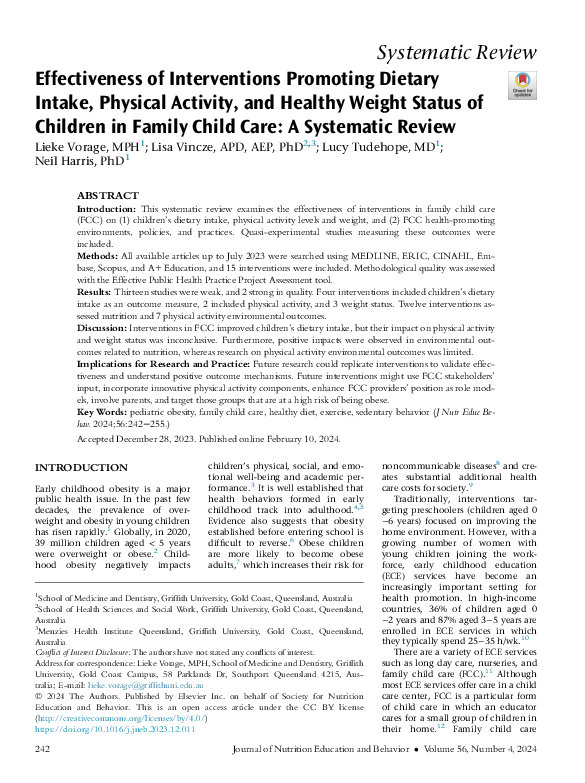 (PDF) Effectiveness of Interventions Promoting Dietary Intake, Physical ...