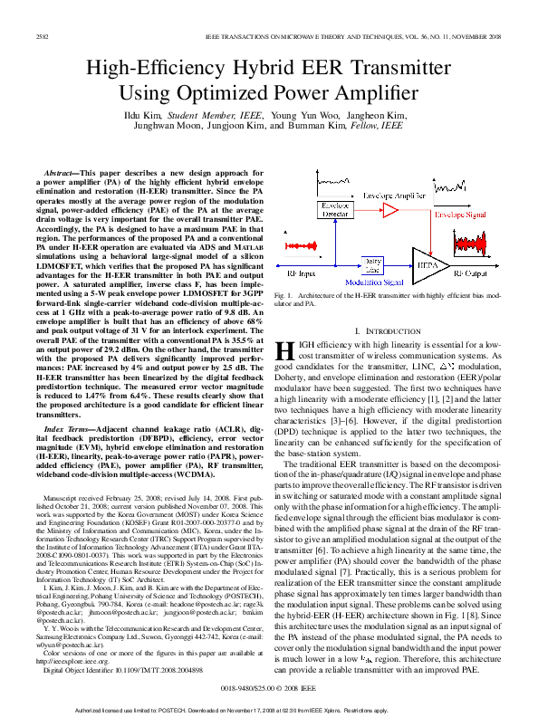 (PDF) High-Efficiency Hybrid EER Transmitter Using Optimized Power ...