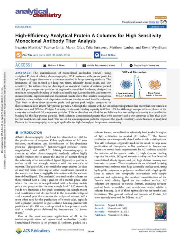 (PDF) High-Efficiency Analytical Protein A Columns for High Sensitivity ...