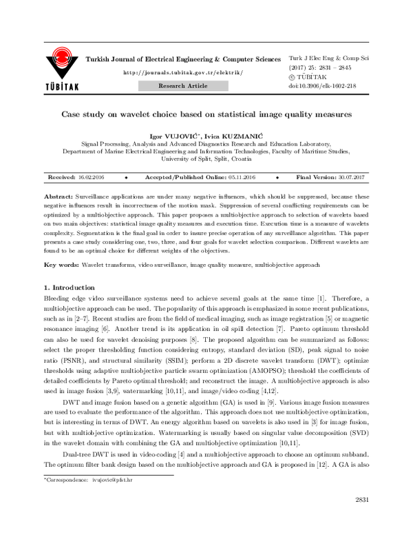 (PDF) Case study on wavelet choice based on statistical image quality ...