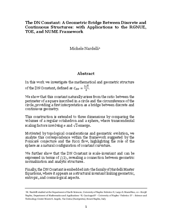 (PDF) The DN Constant: A Geometric Bridge Between Discrete and ...